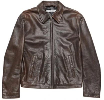 Acne Studios 棕色皮革拉链夹克 B70138-700 Buy Acne Studios 棕色皮革拉链夹克 B70138-700