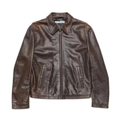 Acne Studios Brown Leather Zip-Up Jacket B70138-700