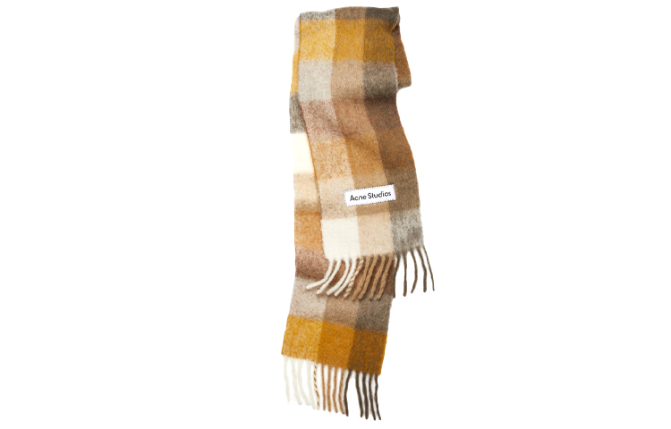 Acne Studios Brown Plaid Mohair Long Scarf Unisex White/Beige/Brown CA0084-CII 圖 2