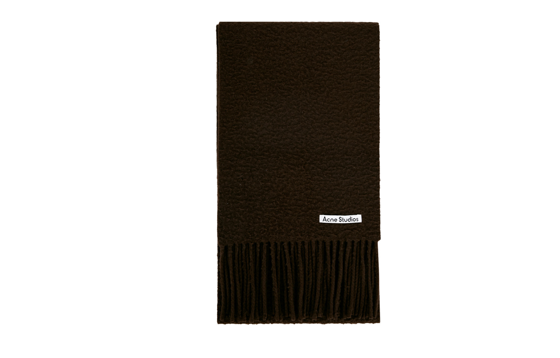 Acne Studios Brown Solid Lettering Wool Scarf for Men CA0283AA5