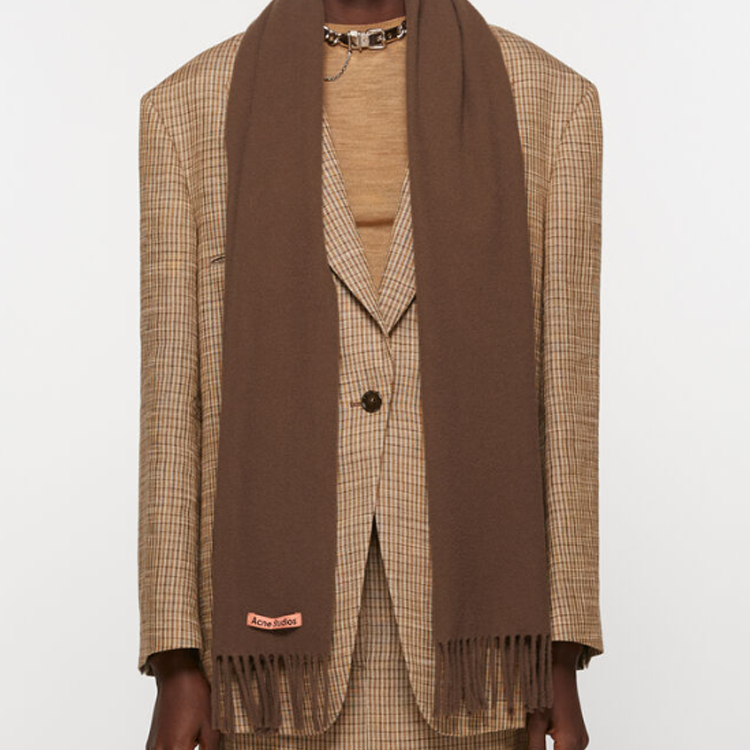 Acne Studios Brown Wool Scarf with Pink Label Unisex情侣款 CA0218-AND 圖 3