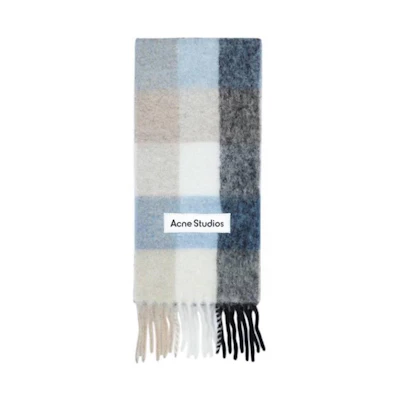 Acne Studios Check Logo Alpaca Wool Scarf Unisex Colorful Couple Design. CA0084DIB