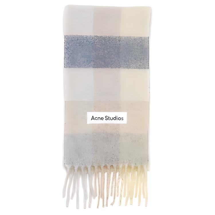 Acne Studios Checkered Wool Scarf Unisex Beige CA0084-DL6