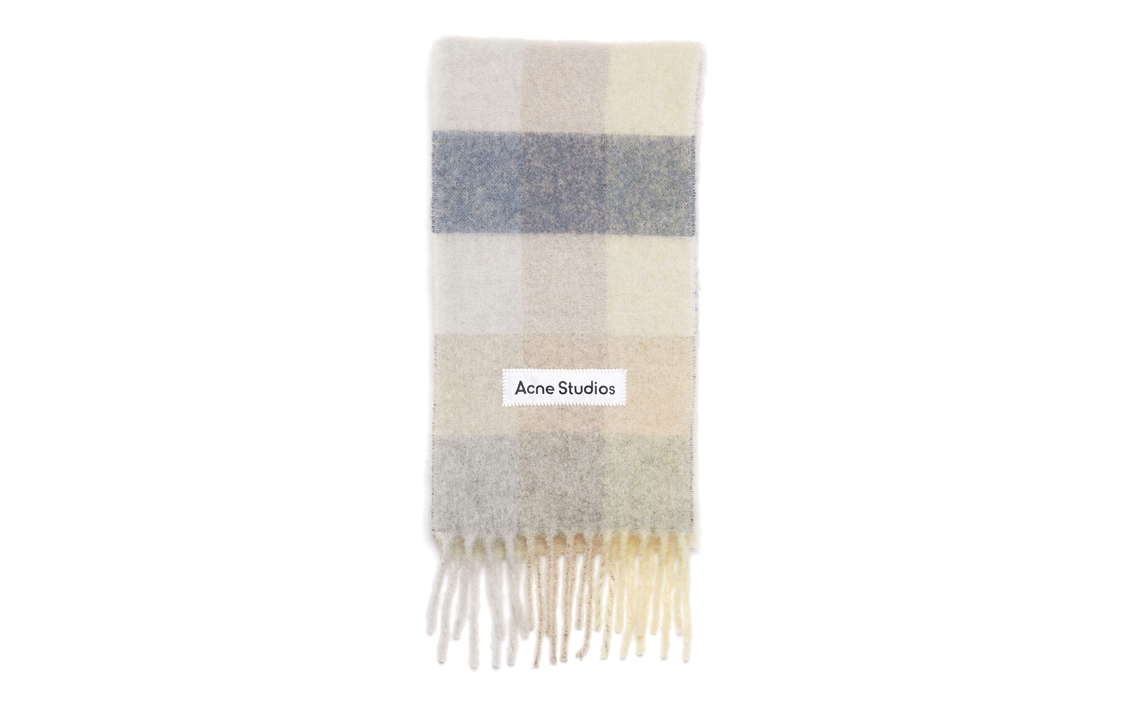 Acne Studios Checkered Wool Scarf Unisex Beige CA0084-DL6 圖 2