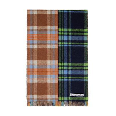 Acne Studios Checkered Wool Scarf Unisex Couple Style Multi-Color 232129M150057