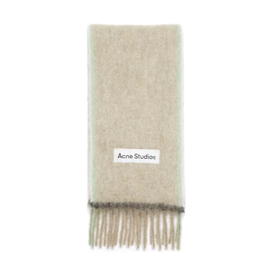 Acne Studios Embroidered Logo Label Woven Contrast Frame Scarf Beige Unisex. CA0290-ALS
