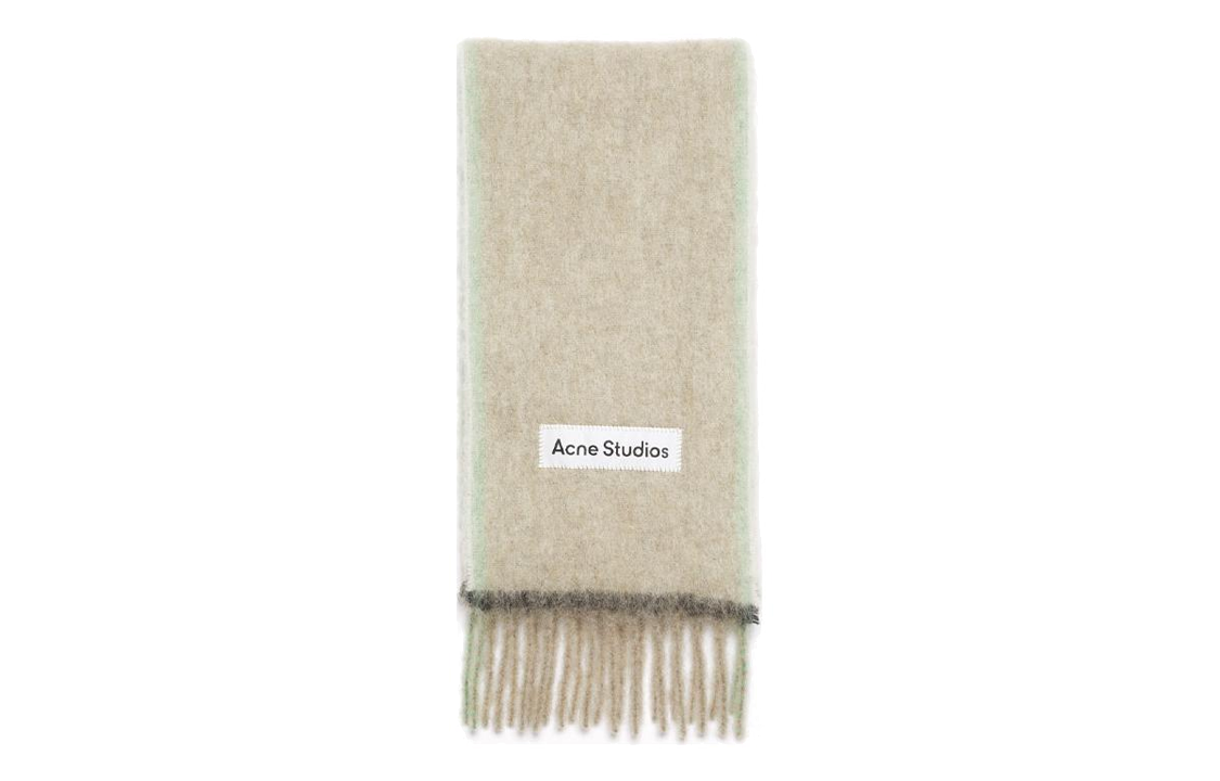 Acne Studios Embroidered Logo Label Woven Contrast Frame Scarf Beige Unisex. CA0290-ALS 圖 2