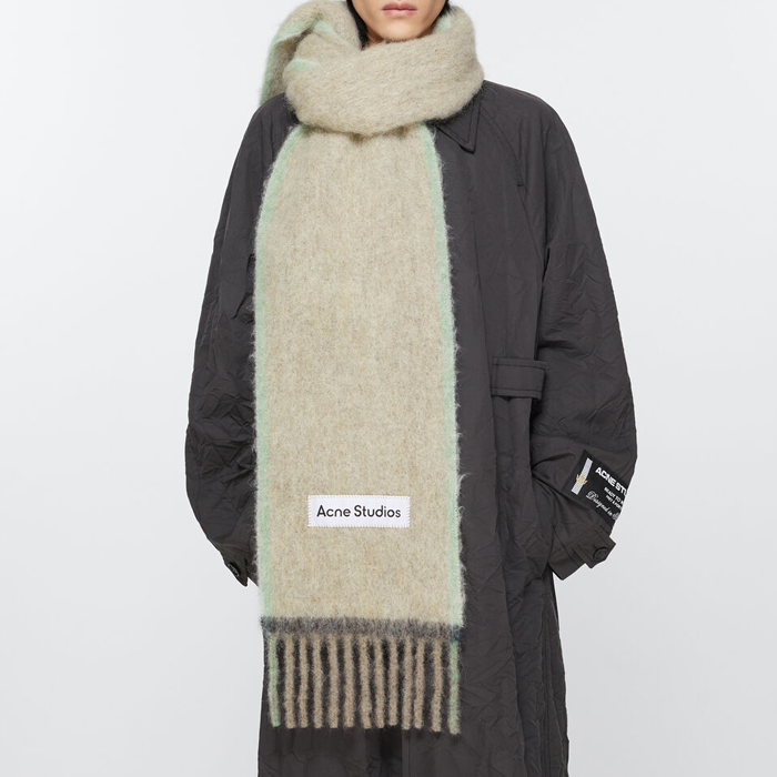 Acne Studios Embroidered Logo Label Woven Contrast Frame Scarf Beige Unisex. CA0290-ALS 圖 4