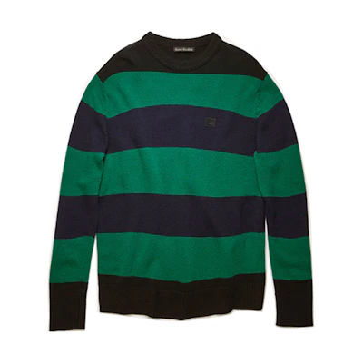 Acne Studios Emoji Patch Oversized Colorblock Stripe Sweater Black Unisex C60014-AOM