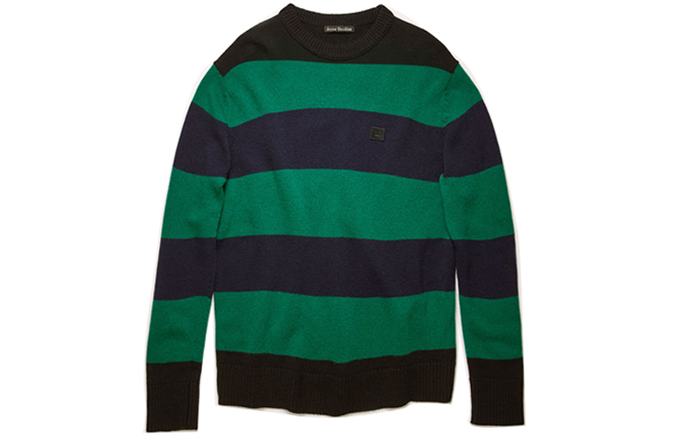 Order Acne Studios 表情貼片拼色條紋寬鬆毛衣 黑色 男女通用 C60014-AOM