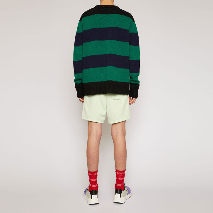 Shop Acne Studios 表情貼片拼色條紋寬鬆毛衣 黑色 男女通用 C60014-AOM