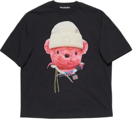Acne Studios Face Bear Cetak Uniseks Hitam Krew Leher T-Shirt. CL0291-900 Order Acne Studios Face Bear Cetak Uniseks Hitam Krew Leher T-Shirt. CL0291-900