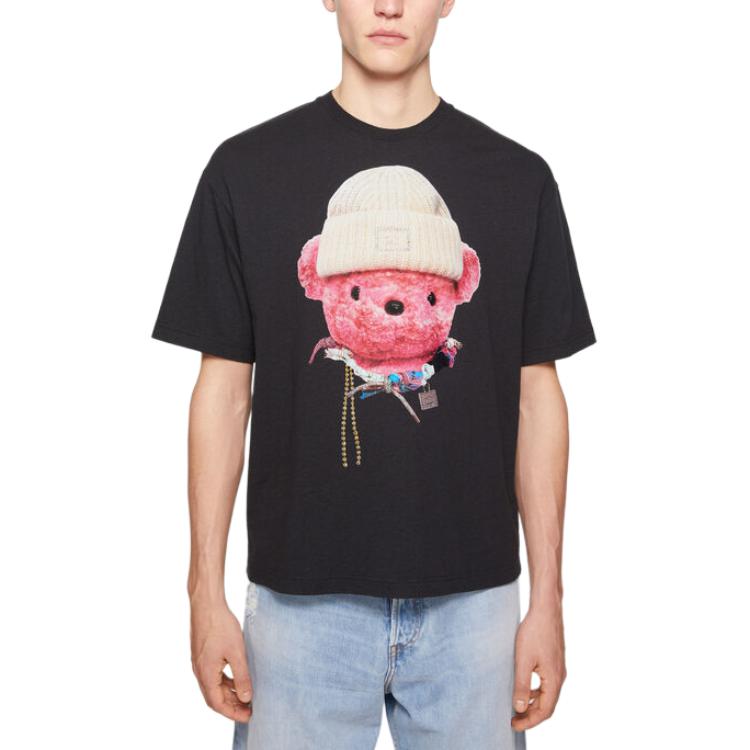 Acne Studios Face Bear Print Unisex Black Crew Neck T-Shirt. CL0291-900 圖 4