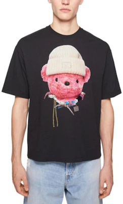 Acne Studios Face Bear Cetak Uniseks Hitam Krew Leher T-Shirt. CL0291-900 Shop Acne Studios Face Bear Cetak Uniseks Hitam Krew Leher T-Shirt. CL0291-900