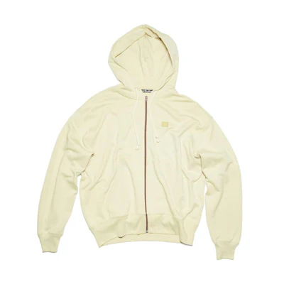 Acne Studios Face Collection Solid Zip-Up Drawstring Hoodie Unisex Beige. CI0130-AN9