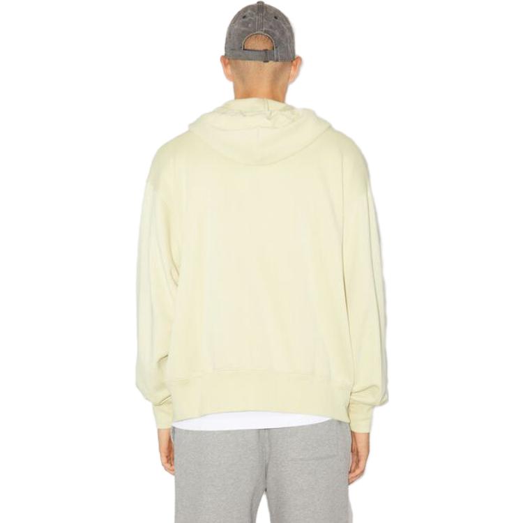 Shop Acne Studios笑脸合集纯色拉链抽绳连帽衫男女同款米色。 CI0130-AN9