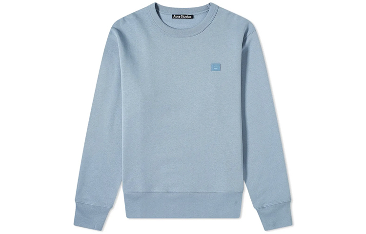 Acne Studios Face Embroidered Crewneck Sweatshirt Unisex Mineral Blue 2HL173-AAO
