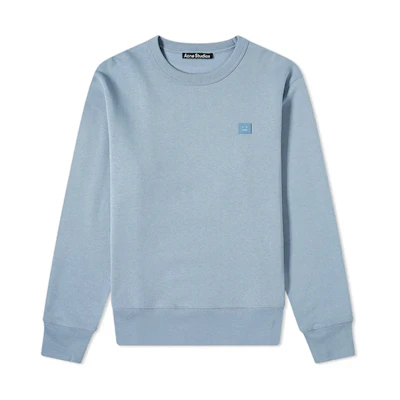 Acne Studios Face Embroidered Crewneck Sweatshirt Unisex Mineral Blue 2HL173-AAO