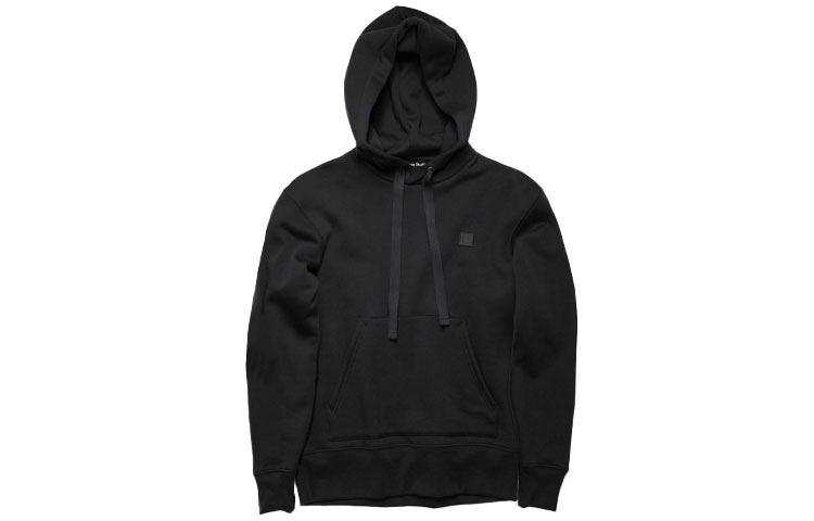 Acne Studios Face Embroidered Drawstring Hoodie Black 2HK173-900