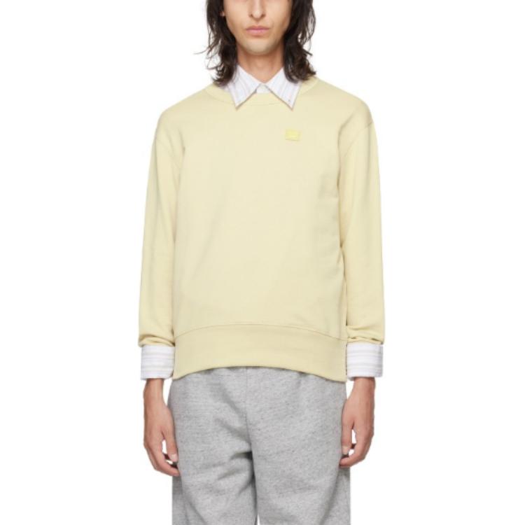 Acne Studios Face Embroidered Pullover Sweatshirt Khaki - Long Sleeve CI0140-AN9
