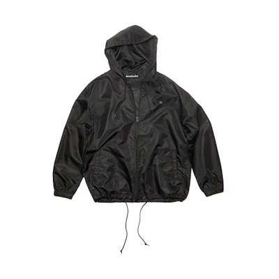 Acne Studios Face FW23 Nylon Zip Hoodie Bomber Jacket Unisex Black C90163-900