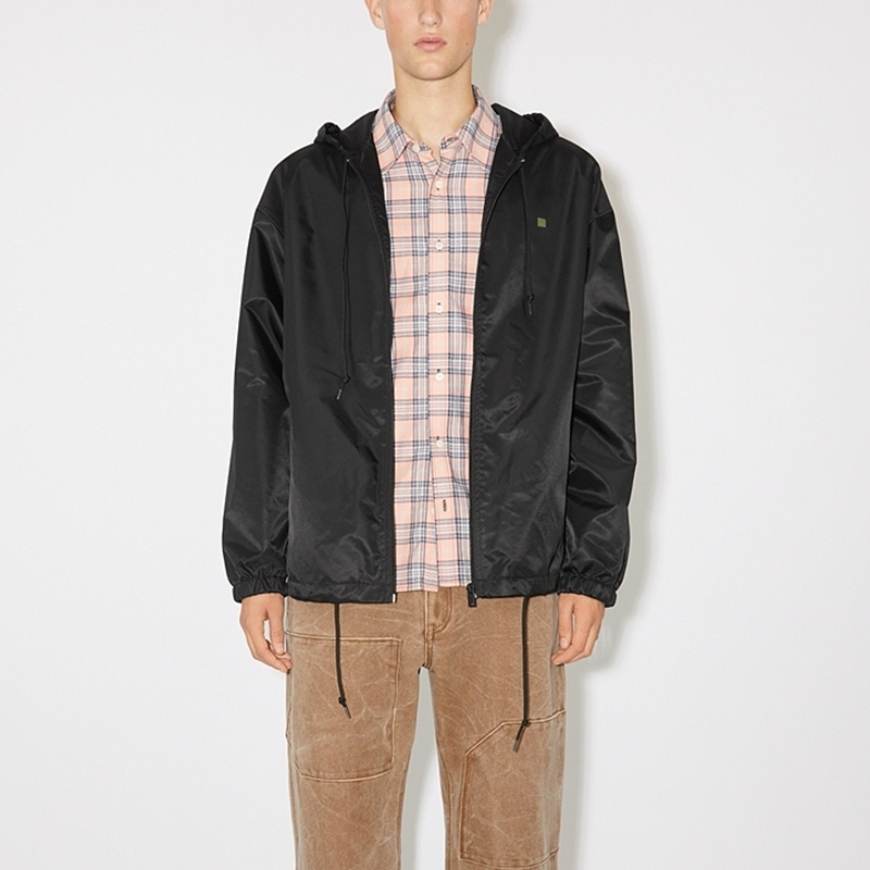 Lookbook Acne Studios Face 2023秋冬男女通用黑色尼龙连帽飞行夹克外套 C90163-900
