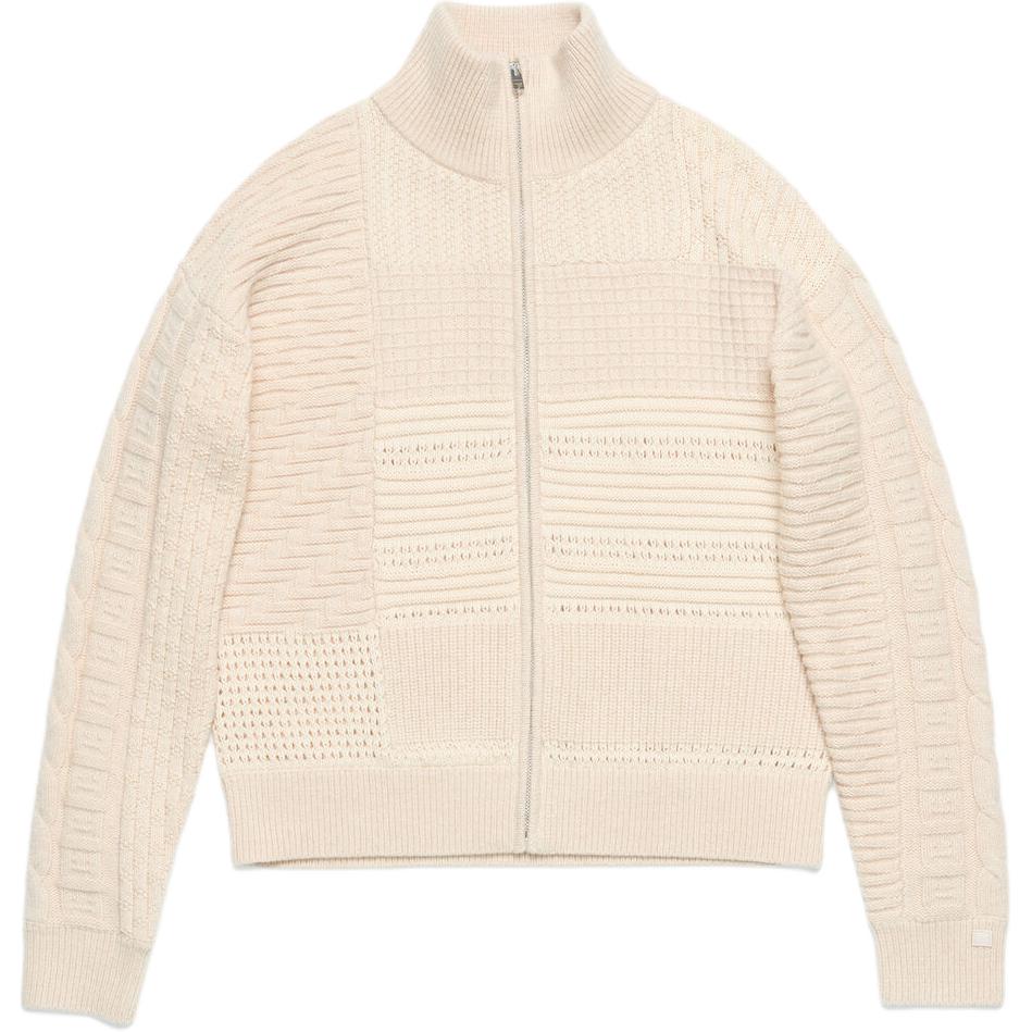 Acne Studios Face High Neck Zip Sweater Unisex Oatmeal Color Pullover. C60093-633