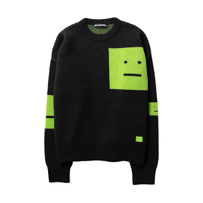 Acne Studios Face Intarsia Wool Knit Sweater Unisex Black. C60043-BRE
