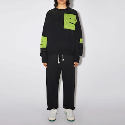 Acne Studios Face Intarsia Wool Knit Sweater Unisex Hitam. C60043-BRE Lookbook Acne Studios Face Intarsia Wool Knit Sweater Unisex Hitam. C60043-BRE