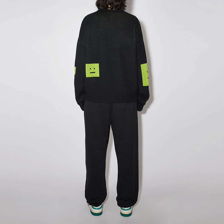 Shop Acne Studios Face Intarsia Wool Knit Sweater Unisex Hitam. C60043-BRE