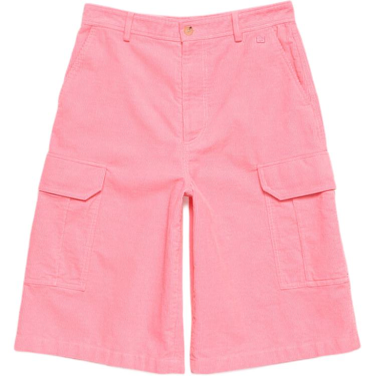 Order Acne Studios Seluar Pendek Pink Logo Wajah Unisex Kasual Kaki Lebar. CE0059-CKQ