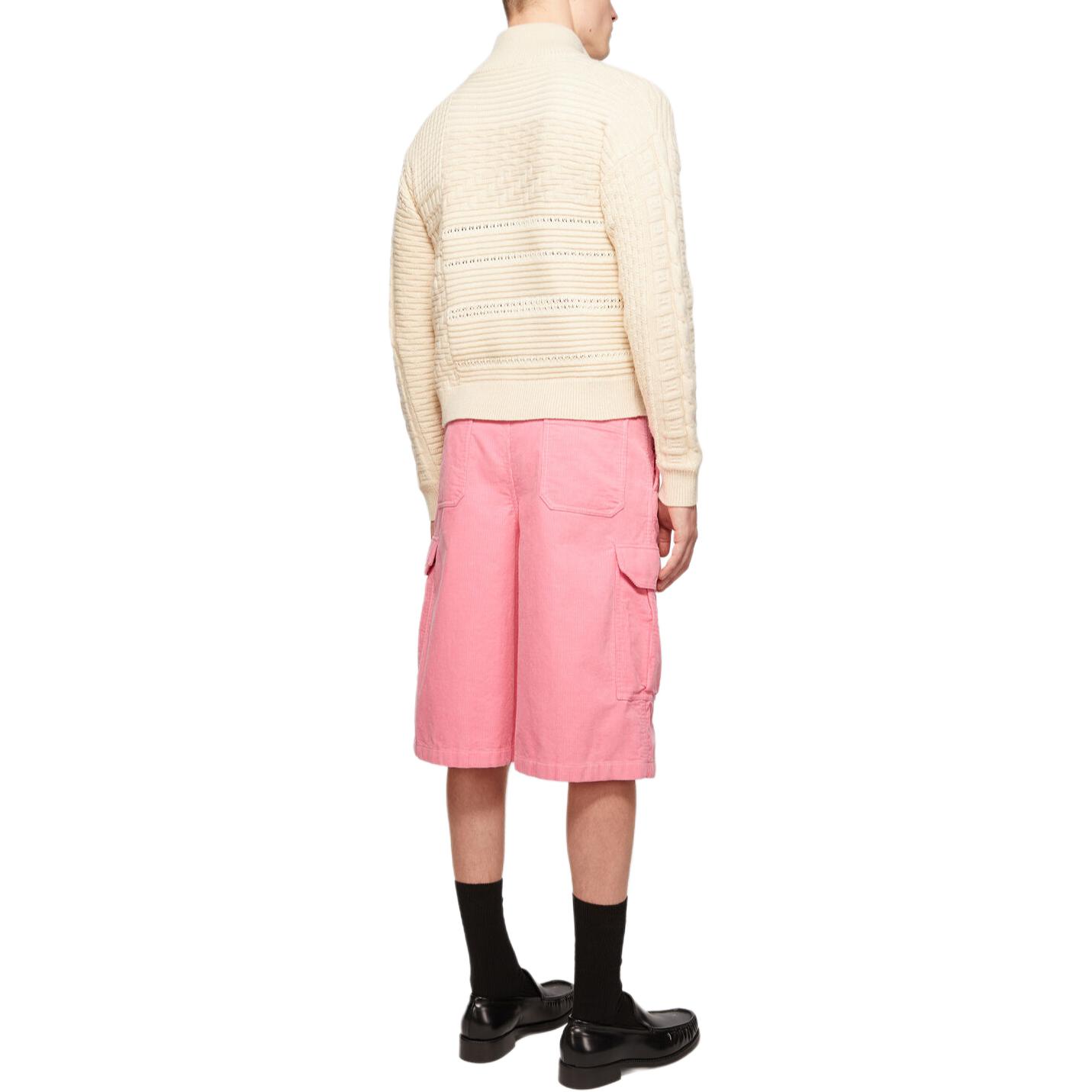 Shop Acne Studios Seluar Pendek Pink Logo Wajah Unisex Kasual Kaki Lebar. CE0059-CKQ