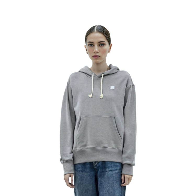 Lookbook Acne Studios 脸标志男女同款宽松连帽卫衣浅灰色 CI0141-X92