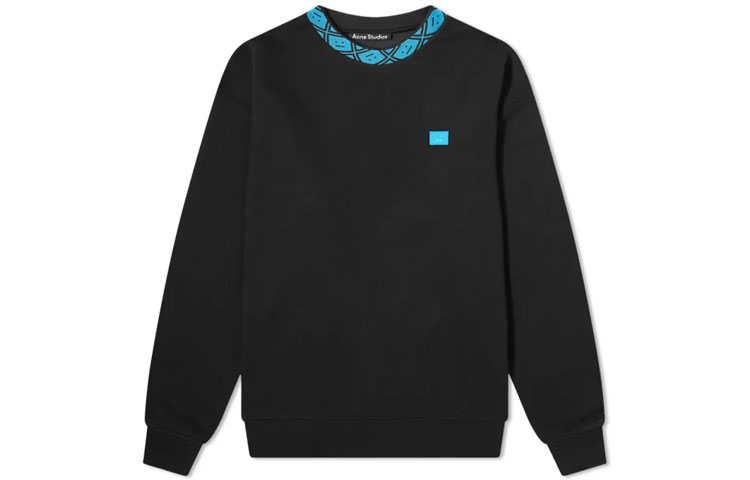 Acne Studios Face Motif Fleece Sweatshirt Blue Mens CI0062-AHJ