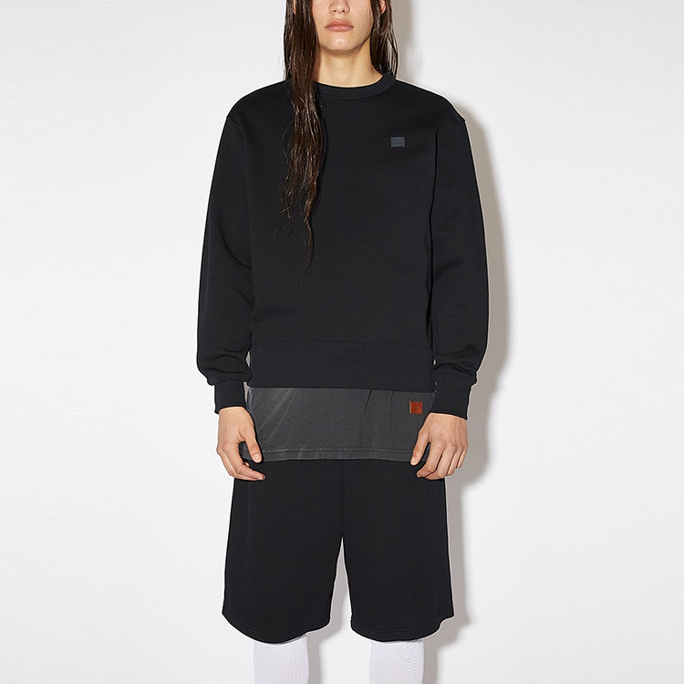 Details for Acne Studios笑脸宽松版男女同款棉质圆领卫衣 - 黑色. CI0076-900