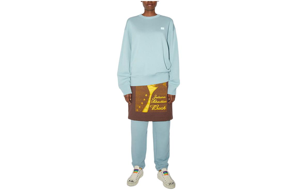 Acne Studios Face Oversized Cotton Pullover Sweatshirt Unisex Ice Blue CI0072-AQH101