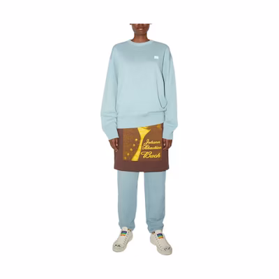 Acne Studios Face Oversized Cotton Pullover Sweatshirt Unisex Ice Blue CI0072-AQH101