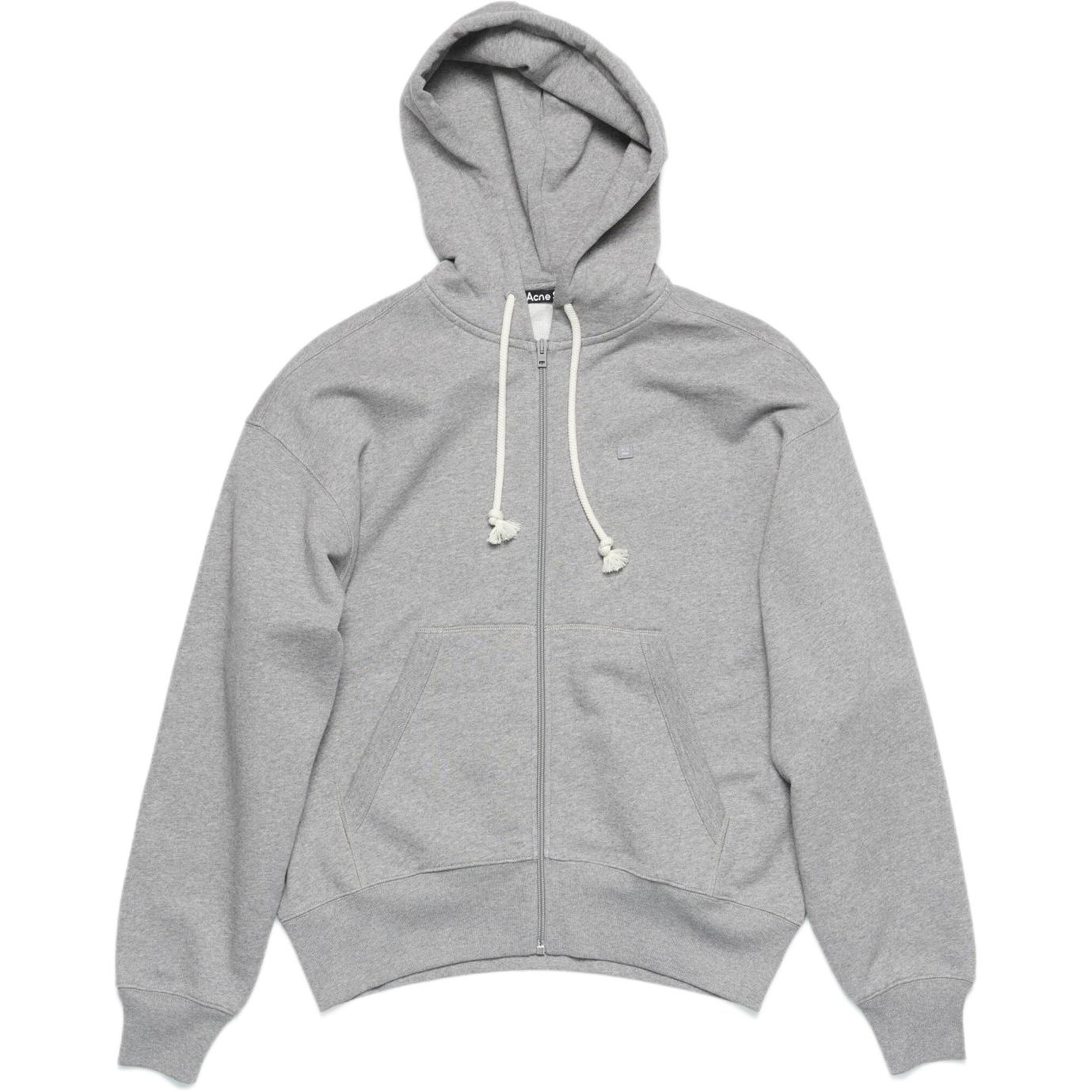 Acne Studios Face Patch Grey Zip-Up Hoodie Unisex - Relaxed Fit. CI0175-X92