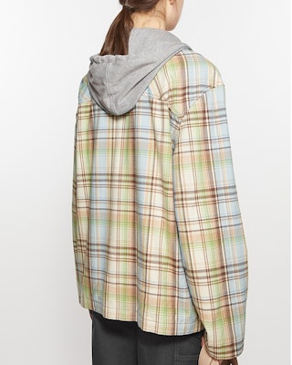 Acne Studios Face Plaid Hooded Shirt Jacket Unisex Brown/Green. C90186-AL9 Shop Acne Studios Face Plaid Hooded Shirt Jacket Unisex Brown/Green. C90186-AL9