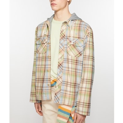 Acne Studios Face Plaid Hooded Shirt Jacket Unisex Brown/Green. C90186-AL9 Purchase Acne Studios Face Plaid Hooded Shirt Jacket Unisex Brown/Green. C90186-AL9