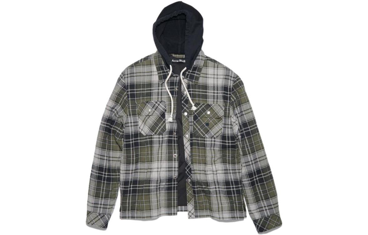 Order Acne Studios Face Plaid Print Hooded Jacket Green Unisex Alternative Design. C90146-DFF