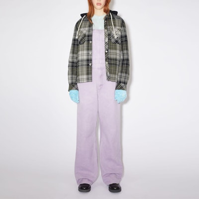 Acne Studios Face Plaid Print Hooded Jacket Green Unisex Alternative Design. C90146-DFF Lookbook Acne Studios Face Plaid Print Hooded Jacket Green Unisex Alternative Design. C90146-DFF