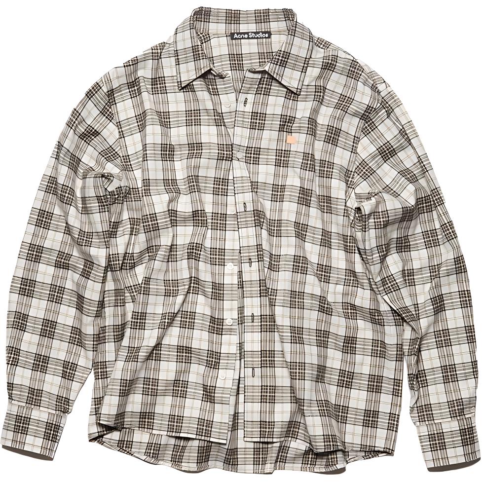Acne Studios Face Plaque Unisex Classic Check Long Sleeve Shirt. CB0062-AYT