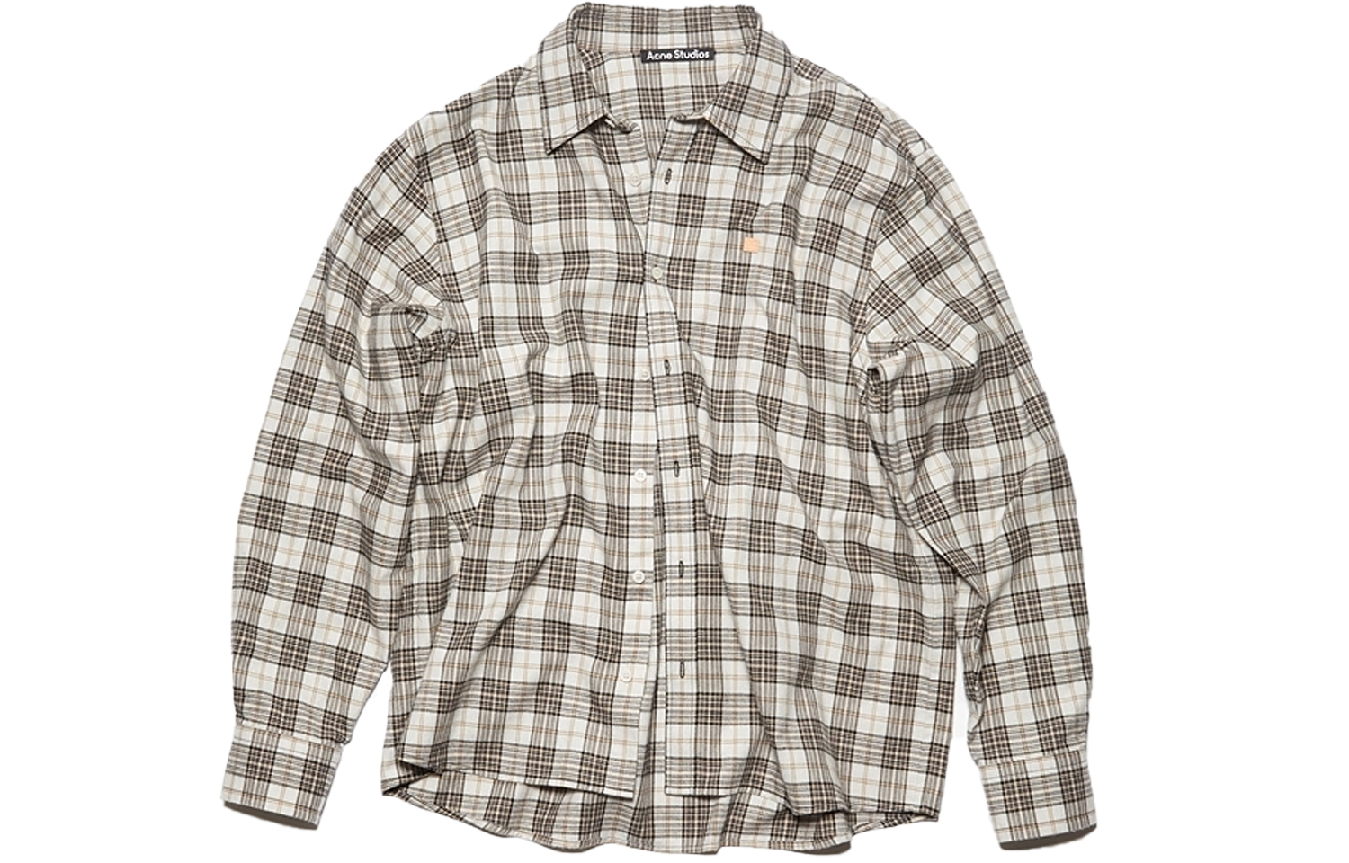 Order Acne Studios Face Plaque Kemeja Kotak Lengan Panjang Unisex. CB0062-AYT
