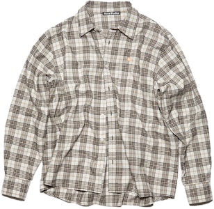 Acne Studios Face Plaque Kemeja Kotak Lengan Panjang Unisex. CB0062-AYT Order Acne Studios Face Plaque Kemeja Kotak Lengan Panjang Unisex. CB0062-AYT