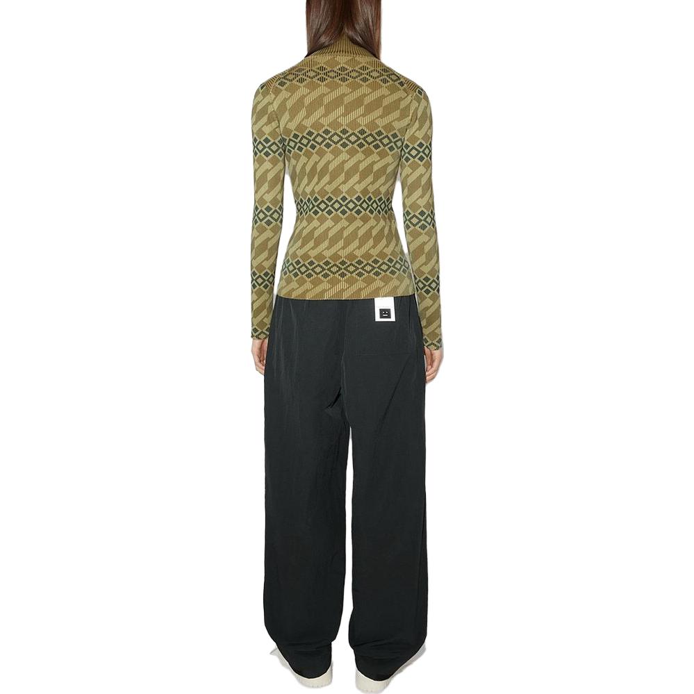 Acne Studios Face Unisex Retro Geometric High-Neck Knit Sweater Khaki Beige C60071-DFT 圖 4