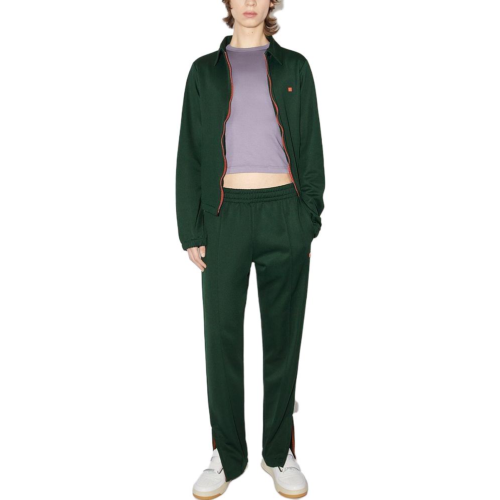 Purchase Acne Studios Face Unisex Zip-Up Sweatshirt Jacket Solid Green Smiley Patch CI0134-AAZ