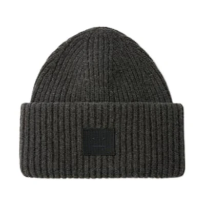 Acne Studios Face Wool Knit Beanie Unisex Couple Style Charcoal Mix. D40009-604