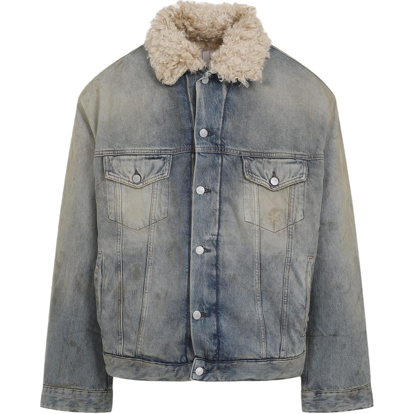 Acne Studios Faded Collar Button-Up Straight Long Sleeve Jacket Blue C90172-AUZ