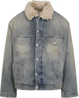 Acne Studios Faded Collar Button-Up Straight Long Sleeve Jacket Blue C90172-AUZ Acne Studios Faded Collar Button-Up Straight Long Sleeve Jacket Blue C90172-AUZ